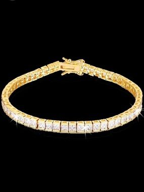 6ct Princess Cut Channel Set Cz Diamond Tennis Line Bracelet statement Gold new